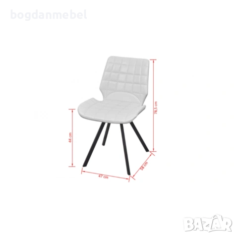 Трапезни столове, 4 бр, бели, изкуствена кожа, снимка 4 - Столове - 53175285