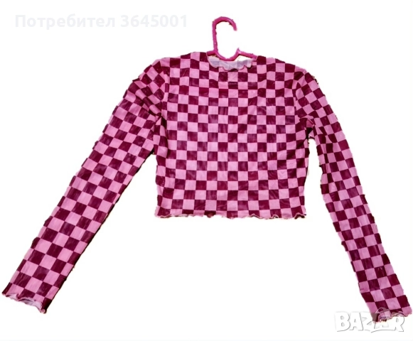 Лека, еластична розова блузка на карета. Размер S . НОВА. 