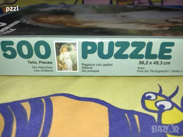 Пъзел "Момиче с котенца ” Ravensburger 1986г. 500 части, снимка 4 - Пъзели - 56077473