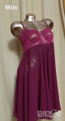  unilat M Ефирна ,бордо нощница с дантела , снимка 2 - Нощници - 31392262