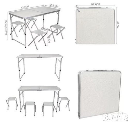 Сгъваема маса с четири стола , снимка 2 - Къмпинг мебели - 41979642