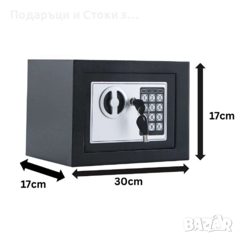 Електронен сейф с кодова клавиатура и резервен механичен ключ – 4.6L, включени батерии и монтажни бо, снимка 3 - Сейфове и каси - 53238249