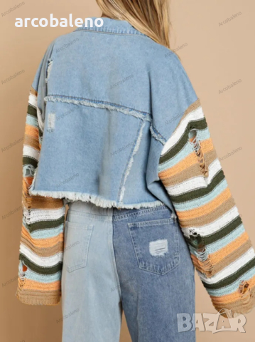 Ежедневно дамско дънково яке с дълги ръкави в цвят дъга, 3цвята , снимка 15 - Якета - 44751638