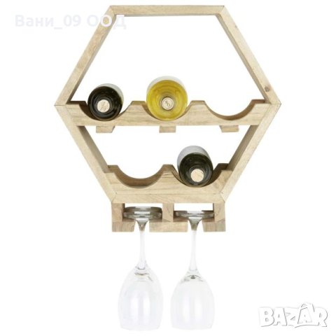 Дървена етажерка за вино, снимка 2 - Етажерки - 42386005