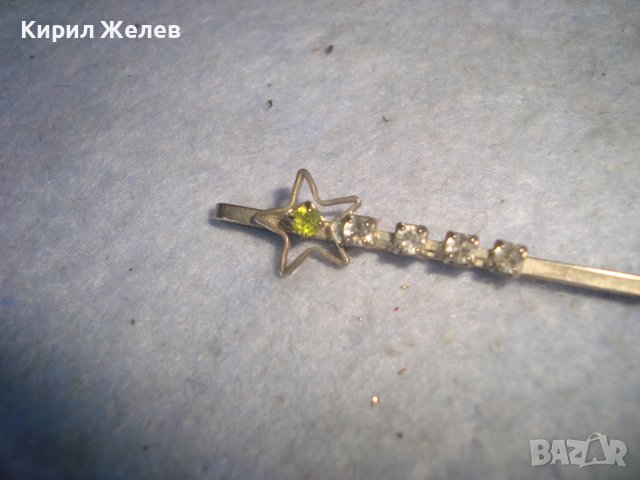 СТАРА КРАСИВА СРЕБРИСТА АРТ ФИБА с ФАСЕТИРАНИ КРИСТАЛЧЕТА 27700, снимка 4 - Други - 37635819