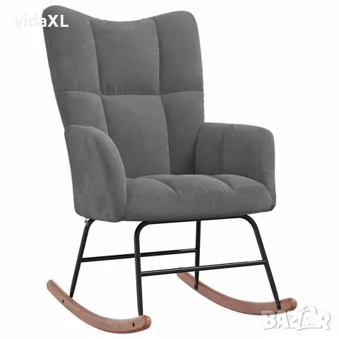 vidaXL Люлеещ стол с табуретка, тъмносив, кадифе, снимка 7 - Столове - 56146940