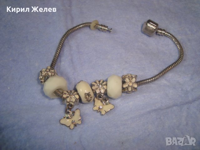 КРАСИВА ПОСРЕБРЕНА ФЕШЪН АРТ ГРИВНА ТИП ПАНДОРА с ЕМАЙЛ и ЦИРКОНИ КРИСТАЛИ 15058, снимка 2 - Гривни - 37045872