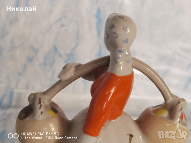 Стара Съветска Руска Порцеланова Фигура Полонски Завод Момичето с Гъбите, снимка 7 - Антикварни и старинни предмети - 54357473