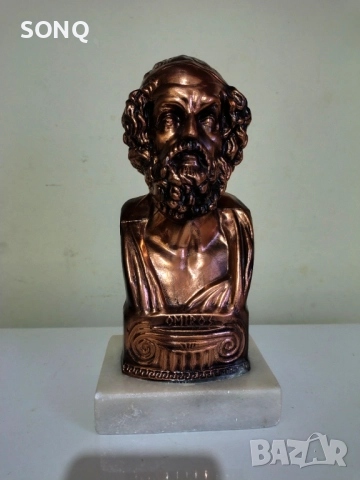 Страхотен Бронзов Бюст На Омир, снимка 2 - Антикварни и старинни предмети - 52634358