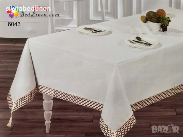 Покривки за голяма маса с дантела от лен,Тефлон, бяло,крем,бежово, снимка 10 - Покривки за маси - 42056456