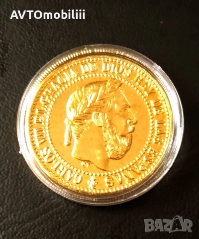 Позлатена Испанска монета в защитна капсула , снимка 5 - Нумизматика и бонистика - 52858571