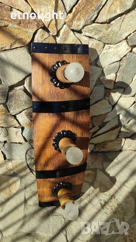 Изработвам полилеи от автентични дъбови бъчви с ръчно изработени дървени чашки и ковано желязо , снимка 5 - Полилеи - 53334357