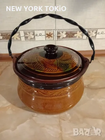 ГЛИНЕНО ГЮВЕЧЕ С КАПАК И ДРЪЖКА , снимка 11 - Съдове за готвене - 56040281