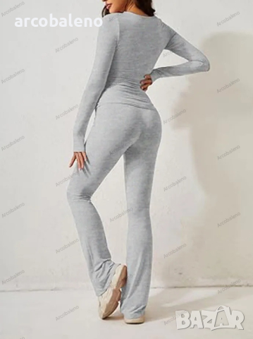 Дамски ежедневен едноцветен моден комплект с дълъг ръкав, 4цвята , снимка 15 - Комплекти - 44737988
