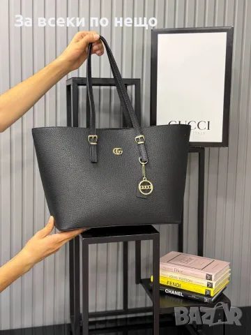 Gucci Голяма Дамска Чанта Тип Шопър С Монограм Дълги Дръжки И Златен Метален Акцент Код SEM-729, снимка 5 - Чанти - 55973832