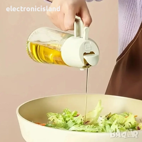 Бутилка за мазнина (зехтин, олио), оцет с 2 опции - Спрей/Струйка, 500 мл, снимка 2 - Аксесоари за кухня - 51800350