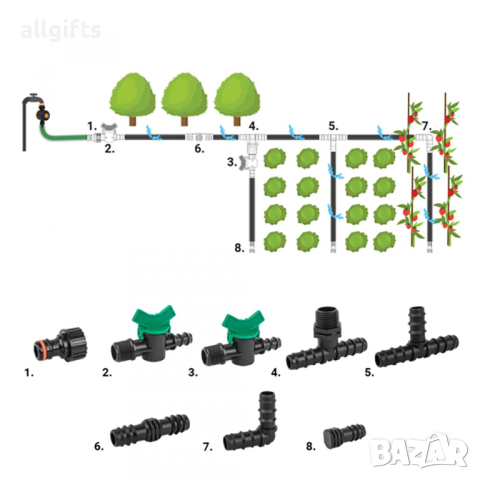 Комплект аксесоари за капково напояване за Ф16mm х 42 части, снимка 4 - Напояване - 44596137