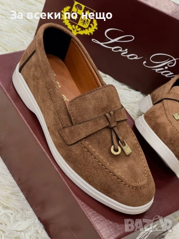 Loro Piana Дамски Велурени Кафеви Ежедневни Обувки Лоро Пиана Код E1293, снимка 2 - Дамски ежедневни обувки - 54130177