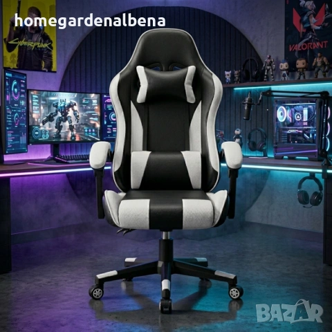 Ергономичен офис и геймърски стол – бял | Регулируем | Комфорт за гръб и врат