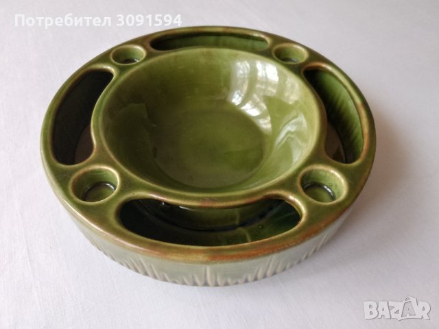керамичен венец Адвент венец зелен, снимка 2 - Антикварни и старинни предмети - 42046826