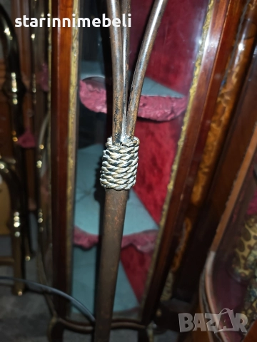 Антикварен лампион с бронзова плетеница, три светлини 180см, снимка 7 - Лампиони - 52917170