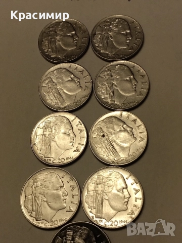 Монети Италия 20 Чентесими 1940-1941 г., снимка 4 - Нумизматика и бонистика - 51852426