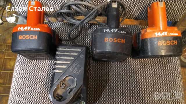 Bosch 14.4v-батерии и зарядно, снимка 1 - Винтоверти - 31196450