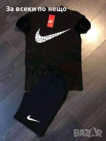 Nike Мъжки Черен Летен Екип Тениска И Къси Панталонки👕🩳Мъжки Къс Комплект Найк Код B302