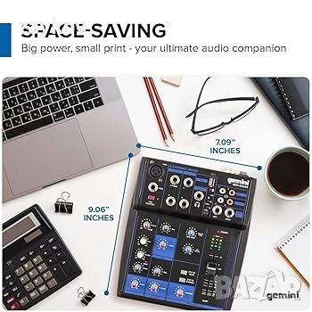 Gemini - 5-канален Bluetooth аудио миксер - USB, FX, фантомно захранване, снимка 2 - Друга електроника - 51988579