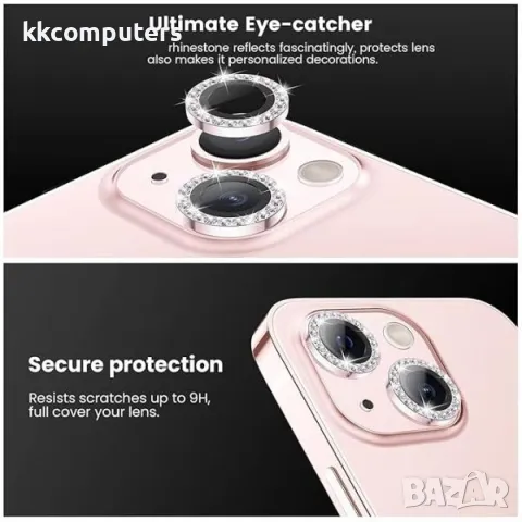 Camera Lens Stone за iPhone 13 / 13 Mini / Розов / Баркод : 2403736, снимка 2 - Стъкла за телефони - 47863760