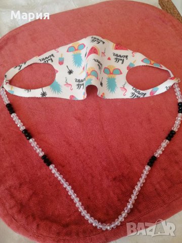 Ново бижу-колие държач за очила и маска - 3 в 1 ръчна изработка, снимка 2 - Слънчеви и диоптрични очила - 34092028