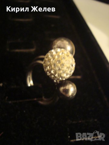 СТАР СРЕБЪРЕН ВИНТИДЖ ТОПЧЕСТ АРТ ДИЗАЙНЕРСКИ ПРЪСТЕН с БЯЛ ЕМАЙЛ и КРИСТАЛЧЕТА 19446, снимка 12 - Пръстени - 31595555