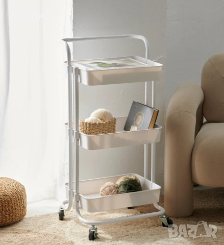 ,Практична триетажна количка с метални колела и стопери