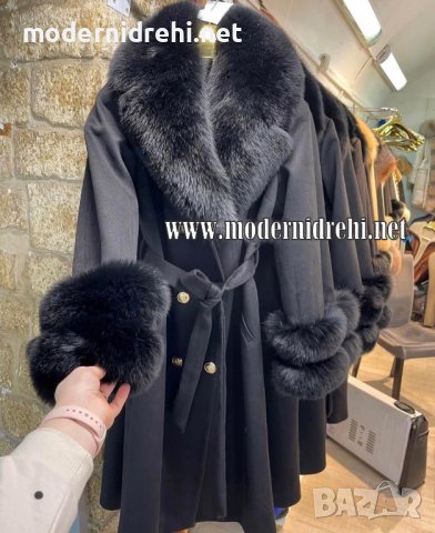 Дамско луксозно палто кашмир вълна и лисица код 135, снимка 1 - Якета - 37801459