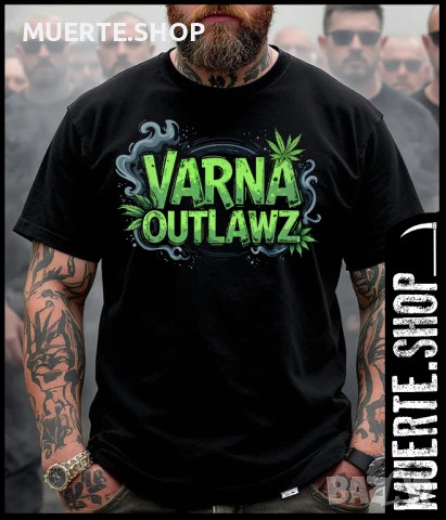 Черна тениска с щампа VARNA OUTLAWZ