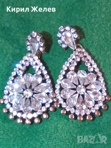 КРАСИВИ СТИЛНИ ПОЗЛАТЕНИ КРИСТАЛНИ ВИНТДИЖ ОБЕЦИ 31573, снимка 2 - Обеци - 38035113