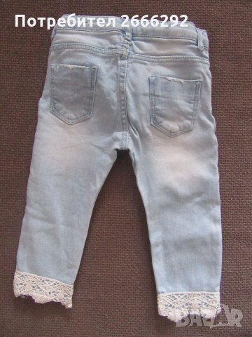 Детски дънки Zara babygirl - накъсани с дантела - размер 86, снимка 3 - Детски панталони и дънки - 31444971