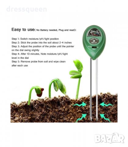 3112  тестер за рН на почвата, влажност и светлина, снимка 2 - Други - 34248078