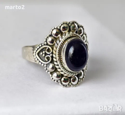 Прелестен Сребърен 925 Пръстен с Натурален Аметист!!!, снимка 7 - Пръстени - 49215959