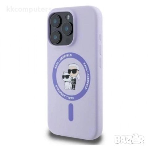 Оригинален кейс Karl Lagerfeld Silicone Karl and Choupette Heads MagSafe и Протектор За iPhone 16 Pr, снимка 3 - Калъфи, кейсове - 51961774