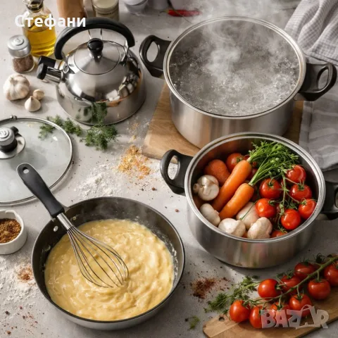 Комплект тенджери и аксесоари от 11 части - издръжливи и устойчиви
