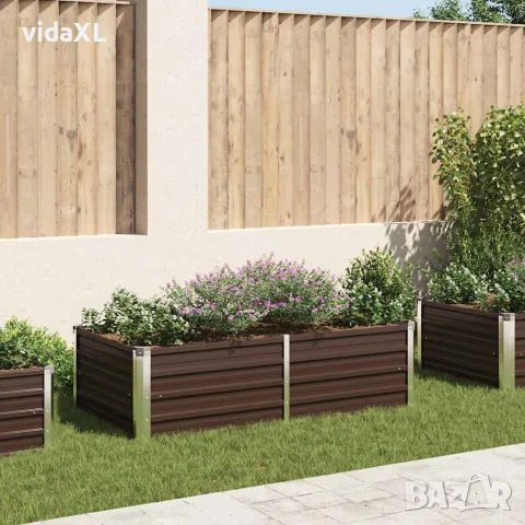 vidaXL Повдигната леха, 160x80x45 см, поцинкована стомана, кафява, снимка 2 - Саксии и кашпи - 56147608