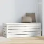 vidaXL Кутия за съхранение, бяла, 89x36,5x33 см, борово дърво масив, снимка 3