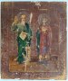 19 Век! Старинна Руска Икона на Свети Григорий Богослов и Света Варвара