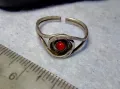 СТАРИНЕН РЕГУЛИРУЕМ СКЪПОЦЕНЕН ПРЪСТЕН СРЕБРО ВИСОКА ПРОБА с ЧЕРВЕН РЪЧНО ФАСЕТИРАН КАМЪК 47970, снимка 6