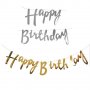 Парти надпис сребрист или златист банер Happy Birthday
