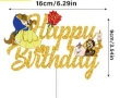 Красавицата Звяра Happy Birthday златист брокатен картонен топер украса за торта декор парти рожден, снимка 2