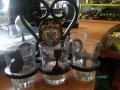 Шест стъклени чашки с поставка сувенир от Австрия