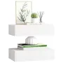 vidaXL Стенни рафтове с чекмеджета, 2 бр, бели, 40x23,5x10 см, МДФ, снимка 4