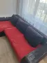 Ъглов диван червено и черно, снимка 4